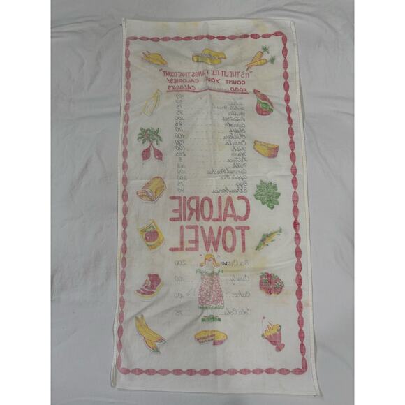Vintage 50s/60s Calorie Count Tea Towel Kitchen Linen - Picture 4 of 6